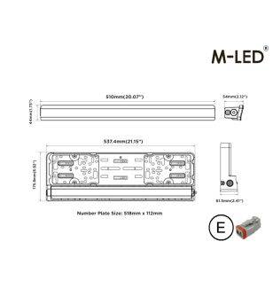 LED-ramp - OZZ - LP 1 - 21.1" - 53.5cm - Nummerskyltsfäste - Driving 