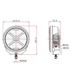 Driving light - Skyled - Crux 7X - 6.7" - 17cm - Smoke - Position light White/Amber - Driving