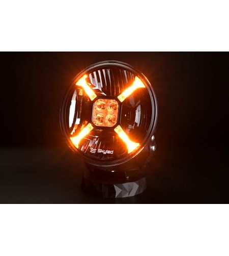 Extraljus - Skyled - Cosmo 9X - Flash - 9" - 22.8cm - Smoke - Positionsljus Vit/Bärnsten - 1 blixtmönster - Driving -