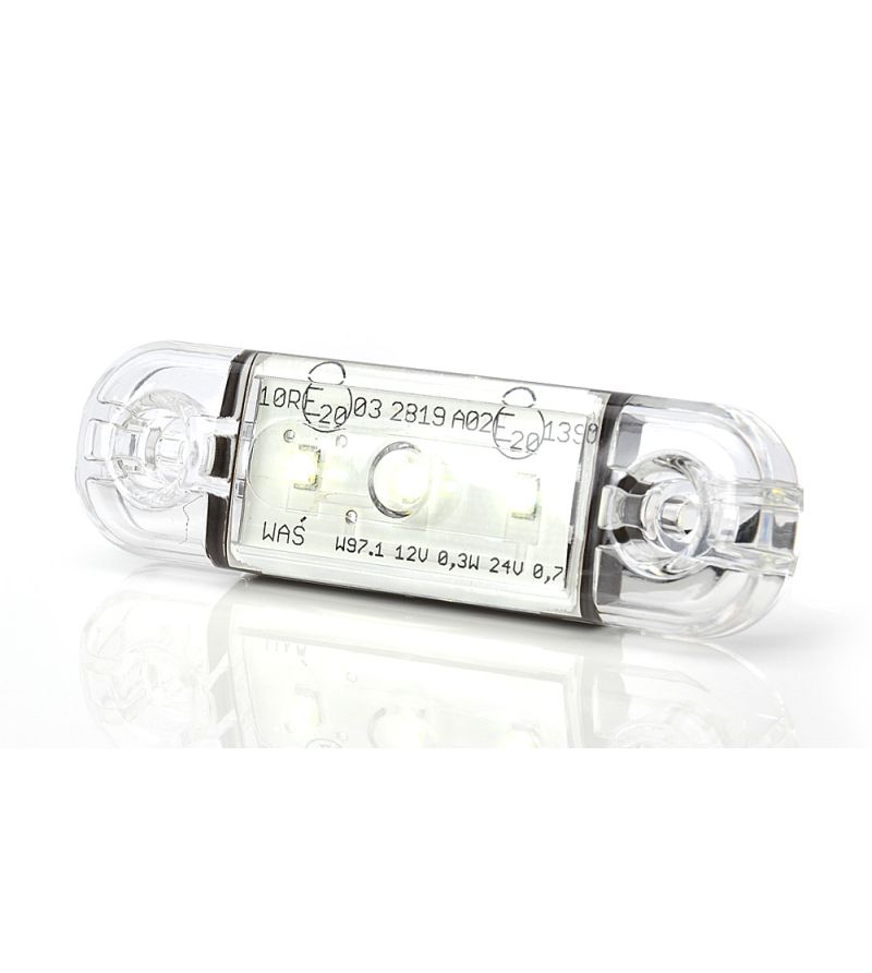 Marker Light - WAS - W97.1 Black - 3.3" - 8.4cm - Clear - White - 12V-24V Marker Light - WAS - W97.1 Black - 3.3" - 8.4cm - Clear - White - 12V-24V