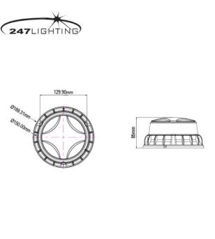 Signalleuchte - 247 Lighting - Sigma - Magnetisch - 6.7" - 16.9cm - 10 Blitzmuster - Amber - R65 - 12V-24V