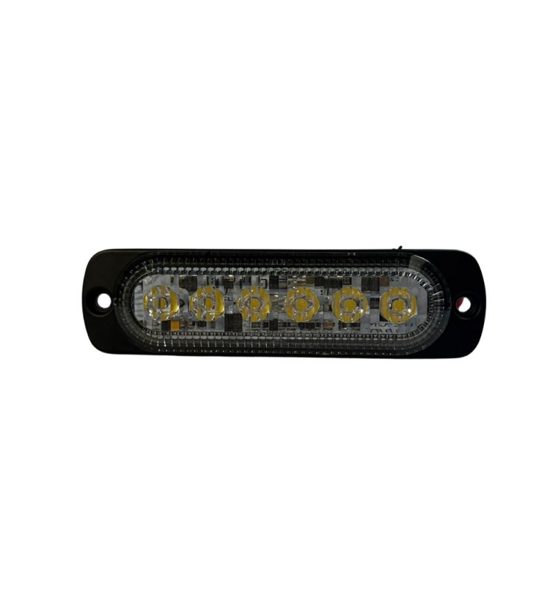 Warning light - 247 Lighting - 6-Led - 4.4" - 11.3cm - Clear - 19 flash patterns - Amber - 12V-30V