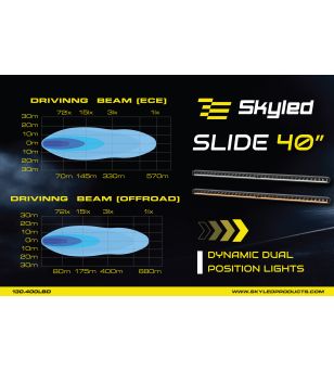 LED Light bar - Skyled - Slide 40 - 41.7" - 105.8cm - Smoke - Position light White/Amber - Driving
