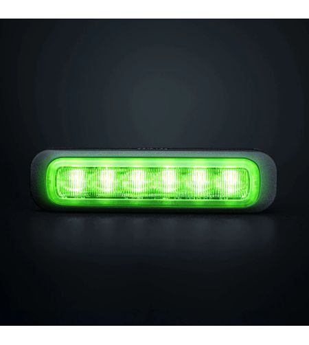 Warning light - Strands - Dark Knight - 6 LED - 5.1" - 12.9cm - Smoke - 21 flashpatterns - Green - R65 - 12V-30V