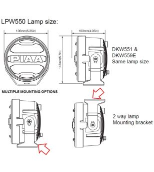 Driving light - PIAA - LP 550 - 5.2" - 13.1cm - Driving - Set