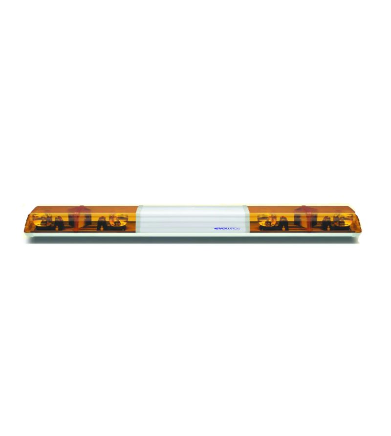 Zwaailampbalk - Ecco - 60 Evolution - Wit Midden - 59.1" - 150cm - Amber - Old School - Rotor - Amber - R65 - 24V Zwaailampbalk - Ecco - 60 Evolution - Wit Midden - 59.1" - 150cm - Amber - Old School - Rotor - Amber - R65 - 24V