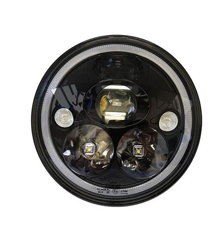 Koplamp - VisionX - Vortex - 7" - 17.7cm - Chrome - rvs/chrome - Black - Driving - Set