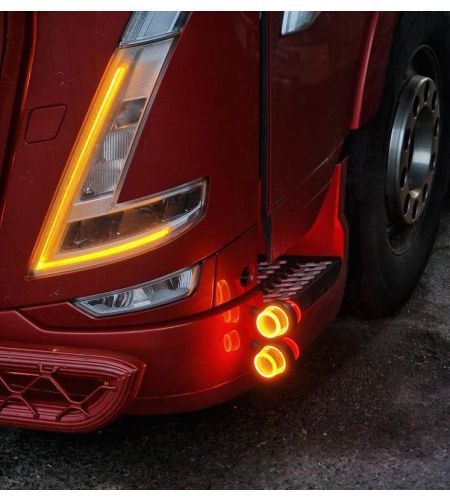 Marker Light - Ledson - Halo+ - For Width Pole - 2.8" - 7.2cm - LED - Clear - White/Amber - 12V-48V