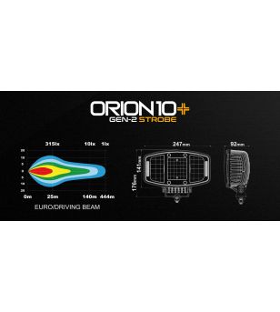 Driving light - Ledson - Orion 10+ - Gen2 - 9.7" - 24.7cm - Position light White/Amber - 5 flash patterns - Driving