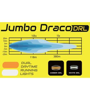 Extraljus - Skyled - Jumbo Draco - 9.5" - 24.2cm - Positionsljus Vit/Bärnsten - Driving 