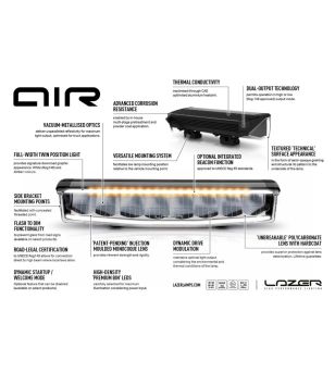 LED Light bar - Lazer - Air 55 - 16.2" - 41.1cm - Position light White/Blue - 2 flash patterns - Driving