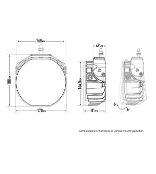 Driving light - Lazer - Sentinel 7 - Elite - 7" - 17.8cm - Inverted Mounting - Position light White/Amber - Driving