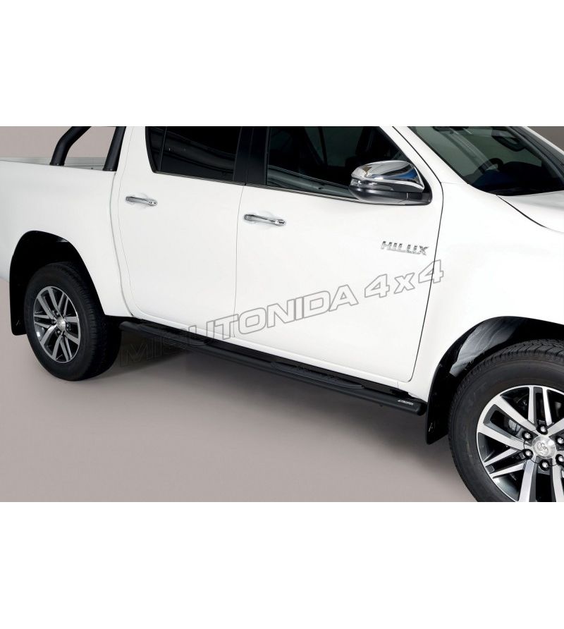 Seitenschutzbügel - Misutonida - Grand Pedana - Oval - Schwarz matt - Satz - Toyota - Hilux - Double Cab - 2016-2020 Seitenschutzbügel - Misutonida - Grand Pedana - Oval - Schwarz matt - Satz - Toyota - Hilux - Double Cab - 2016-2020