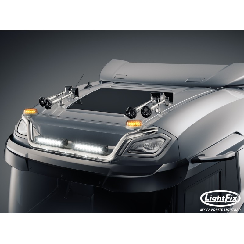 Dakbeugel - Lightfix - Sky-light - Voorbekabeld - Hoogglans RVS - DAF - XD/XF/XG - Sleeper High Cab - 2021+ Dakbeugel - Lightfix - Sky-light - Voorbekabeld - Hoogglans RVS - DAF - XD/XF/XG - Sleeper High Cab - 2021+