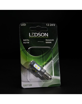 LED-lampa - Ledson - 8-Led - BAY9S - Xenon vit - 12V-24V - 3.24W