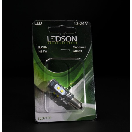 LED lamp - Ledson - 8-Led - BAY9S - Xenon white - 12V-24V - 3.24W