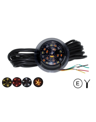 Begrenzungsleuchte - M-Led - Dänische Lampe Dark - 2.8" - 7.2cm - Mit Blinker - Smoke - Weiß/Amber/Rot - 12V-30V -
