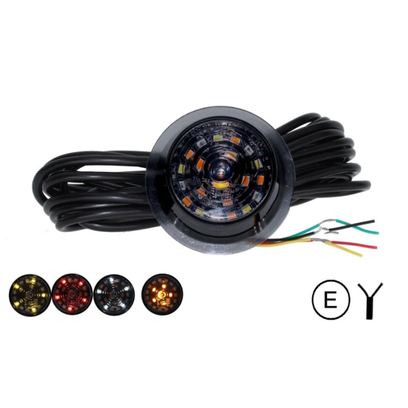 Begrenzungsleuchte - M-Led - Dänische Lampe Dark - 2.8" - 7.2cm - Mit Blinker - Smoke - Weiß/Amber/Rot - 12V-30V - Begrenzungsleuchte - M-Led - Dänische Lampe Dark - 2.8" - 7.2cm - Mit Blinker - Smoke - Weiß/Amber/Rot - 12V-30V -