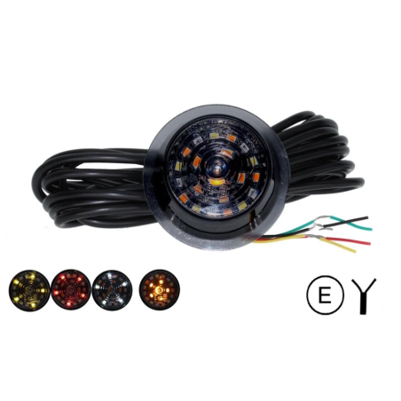 Markeringslicht - M-Led - Deense lamp Dark - 2.8" - 7.2cm - Met Richtingaanwijzer - Smoke - Wit/Amber/Rood - 12V-30V