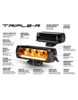 LED Light bar - Lazer - Triple-R 850 - 12.7" - 32.2cm - Position light White/Amber - 2 flash patterns - Driving