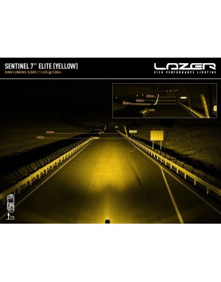 Driving light - Lazer - Sentinel 7 - Elite - 7" - 17.8cm - Yellow - Position light White/Amber - Driving