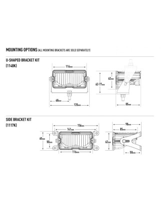 LED Lightbar - Lazer - Carbon 2 - 4.6" - 11.6cm - Gelbes abblendlicht - Weiß/Gelb - Spot 