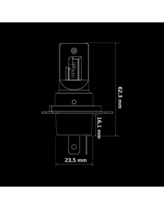 LED lamp - Strands - Big Energy LED conversion kit - H4 - 0.7" - 1.9cm - White - 5700K - 12V-24V - 18W - Set