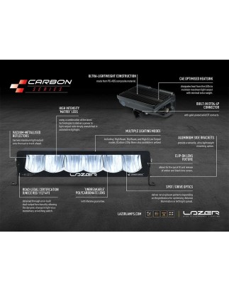 LED Lightbar - Lazer - Carbon 6 - 12.4" - 31.5cm - Gen3 - Weiß/Gelb - Spot