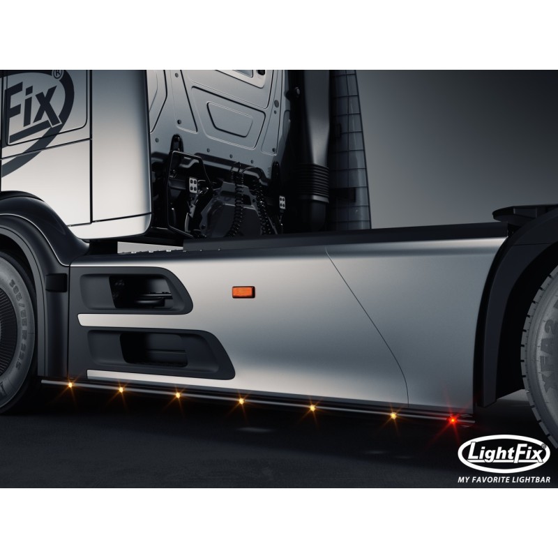 Seitenschutzbügel - Lightfix - Side-Liner - LED - Schwarz - Mercedes - Actros - L - 2500mm Cab/WB 4000 - 2025+ Seitenschutzbügel - Lightfix - Side-Liner - LED - Schwarz - Mercedes - Actros - L - 2500mm Cab/WB 4000 - 2025+