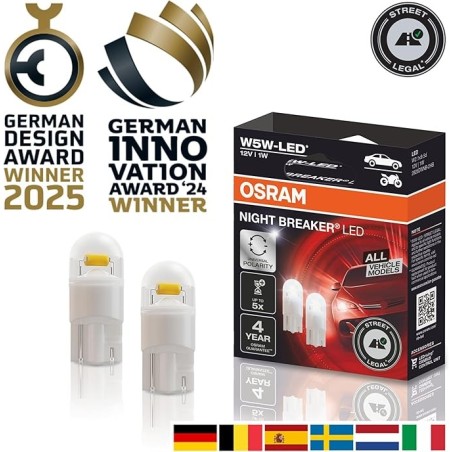 LED-lampa - OSRAM - Night Breaker LED - T10 / W5W - Xenon vit - 5700K - 12V - 1W - Set