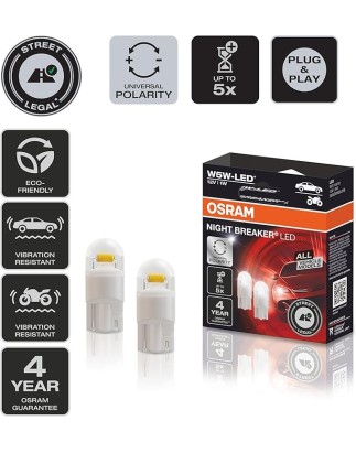 LED lamp - OSRAM - Night Breaker LED - T10 / W5W - Xenon wit - 5700K - 12V - 1W - Set