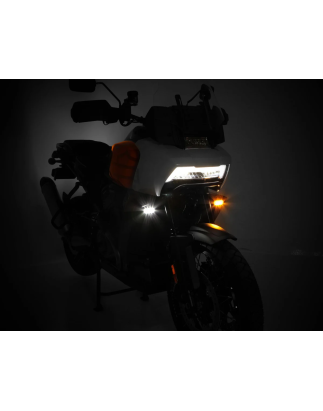 Dagsljus - Denali - T3 Switchback signalbelysning - 2.9" - 7.4cm - Plug and Play Upgradekit - Vit/Bärnsten - 12V - Set - Harley Davidson - Pan America - 1250 - 2021+