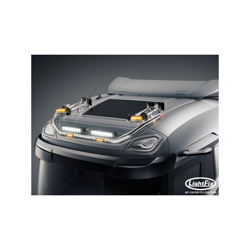 Dachbügel - Lightfix - Sky-light Classic - Vorverkabelt - Hochglänzender Edelstahl - DAF - XD/XF/XG - Sleeper High Cab - 2021+ Dachbügel - Lightfix - Sky-light Classic - Vorverkabelt - Hochglänzender Edelstahl - DAF - XD/XF/XG - Sleeper High Cab - 2021+