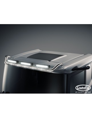 Roof bar - Lightfix - Sky-light - Prewired - High gloss stainless steel - Vehicle without a sun visor - DAF - XD/XF/XG - Low Cab - 2021+