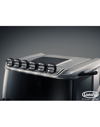 Roof bar - Lightfix - Sky-light - Prewired - High gloss stainless steel - Vehicle without a sun visor - DAF - XD/XF/XG - Low Cab - 2021+