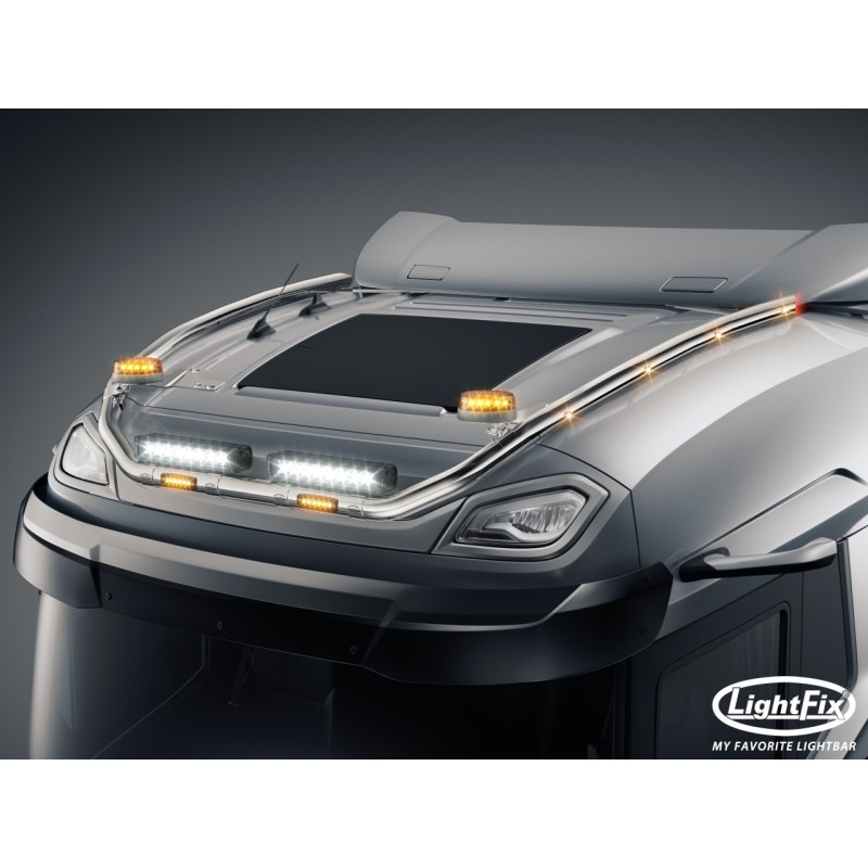 Takbåge - Lightfix - Sky-light Classic-Max - Förkablad - Högblankt rostfritt stål - DAF - XF - 2021+ Takbåge - Lightfix - Sky-light Classic-Max - Förkablad - Högblankt rostfritt stål - DAF - XF - 2021+
