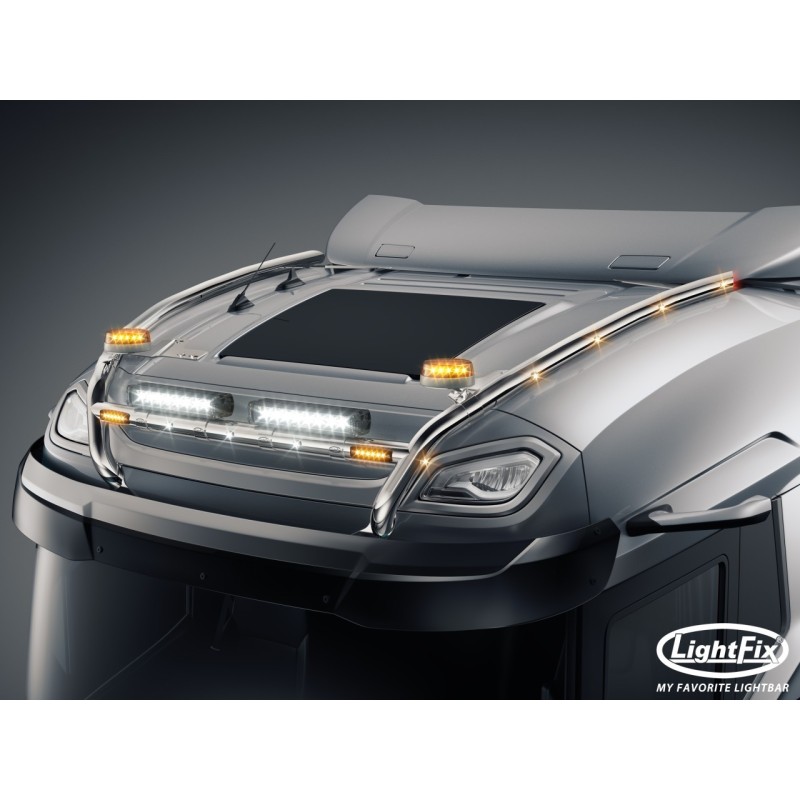 Dakbeugel - Lightfix - Sky-light H-Max - Voorbekabeld - Hoogglans RVS - DAF - XF - 2021+ Dakbeugel - Lightfix - Sky-light H-Max - Voorbekabeld - Hoogglans RVS - DAF - XF - 2021+