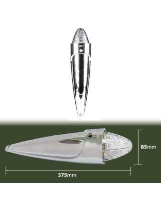 Dachlamp - Ledson - Torpedo - Dual Color - Chrom - 3.3" - 8.5cm - Old School - Klar - Weiß/Amber - 24V