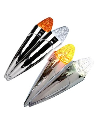 Cab roof lights - Ledson - Torpedo - Dual Color - Chrome - 3.3" - 8.5cm - Old School - Clear - White/Amber - 24V