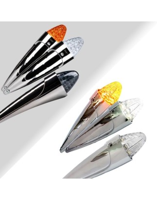 Toplamp - Ledson - Torpedo - Dual Color - Chrome - 3.3" - 8.5cm - Old School - Helder - Wit/Amber - 24V