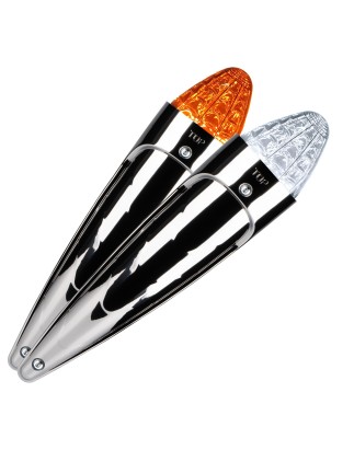 Dachlamp - Ledson - Torpedo - Dual Color - Chrom - 3.3" - 8.5cm - Old School - Smoke - Weiß/Amber - 24V