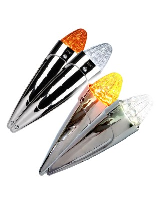 Dachlamp - Ledson - Torpedo - Dual Color - Chrom - 3.3" - 8.5cm - Old School - Smoke - Weiß/Amber - 24V