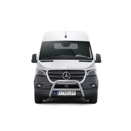 Bullbar - Steeler - A-bar Cross - High gloss stainless steel - Mercedes - Sprinter - 2018+