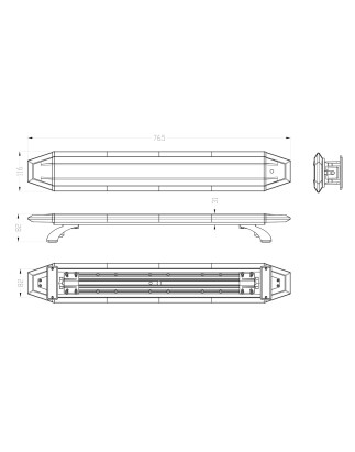 LED Warning lightbar - Briod - Streamline 30 - 30.1" - 76.5cm - Smoke - 14 flash patterns - Amber - R65-2 - 12V-24V