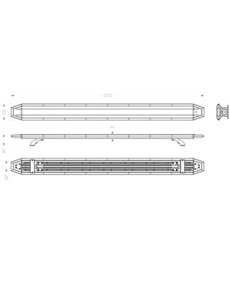 LED Warning lightbar - Briod - Streamline 54 - 54.1" - 137.5cm - Smoke - 14 flash patterns - Amber - R65-2 - 12V-24V