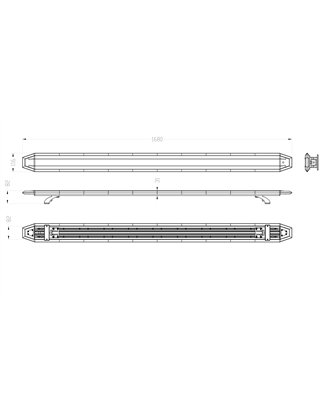 LED-Lichtwarnbalken - Briod - Streamline 66 - 66.1" - 168cm - Smoke - 14 Blitzmuster - Amber - R65-2 - 12V-24V