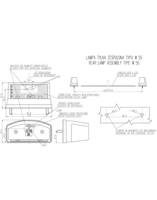 Tail light - WAS - W55 License plate - 2.2" - 5.6cm - Plate - 12V-24V