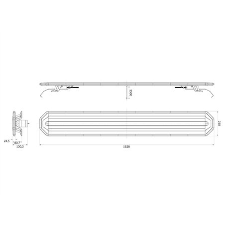 Flitslampbalk - Briod - Horizon 60 - 60.2" - 152.8cm - Smoke - 13 flitspatronen - Amber - R65-2 - 12V-24V
