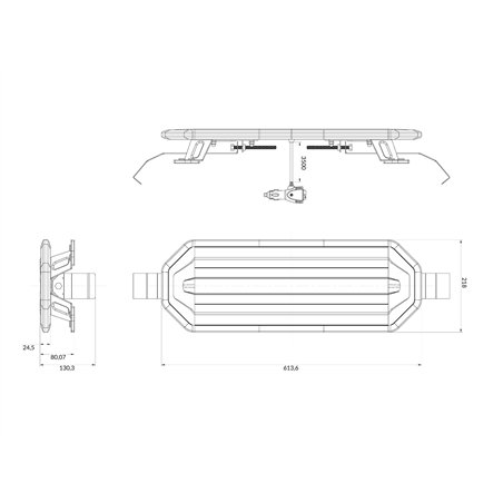 Flitslampbalk - Briod - Horizon 24 - 30.1" - 76.5cm - Smoke - 13 flitspatronen - Amber - R65-2 - 12V-24V