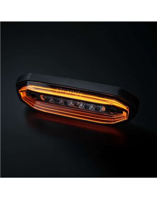 Warning light - Strands - FOR9T Aura - 5.2" - 13.2cm - Smoke - Position light Amber - 20 flash patterns - Amber - R65-2 - 12V-48